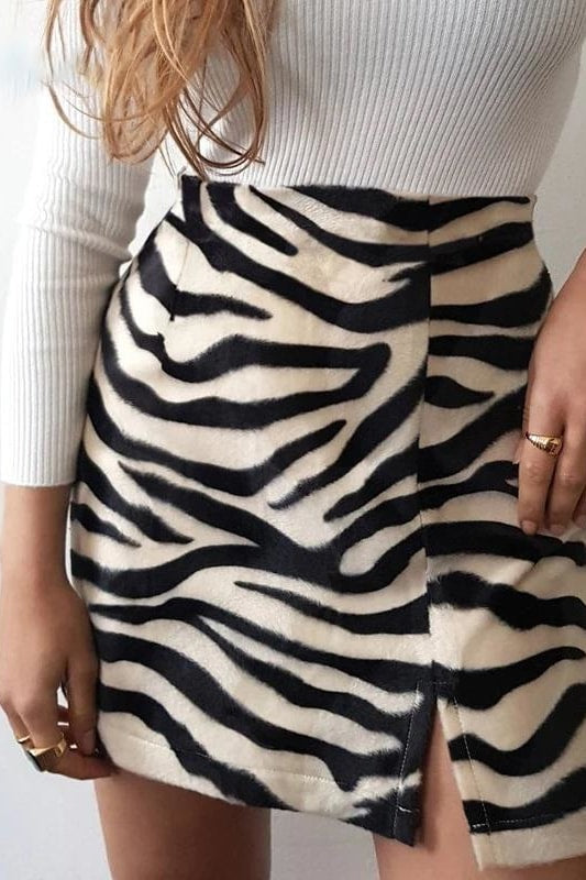 Kendal Zebra Skirt - Zebra / L - Clothing