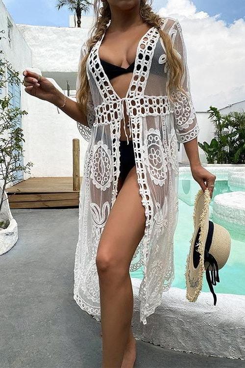 Kenzi Crochet Cover Up - One Size / White - Cover-Ups