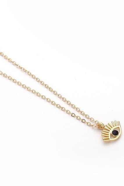 Chic Gold Chain Colorful Rhinestone Filled Evil Eye Coin Bohemian Gold Necklaces - Style2