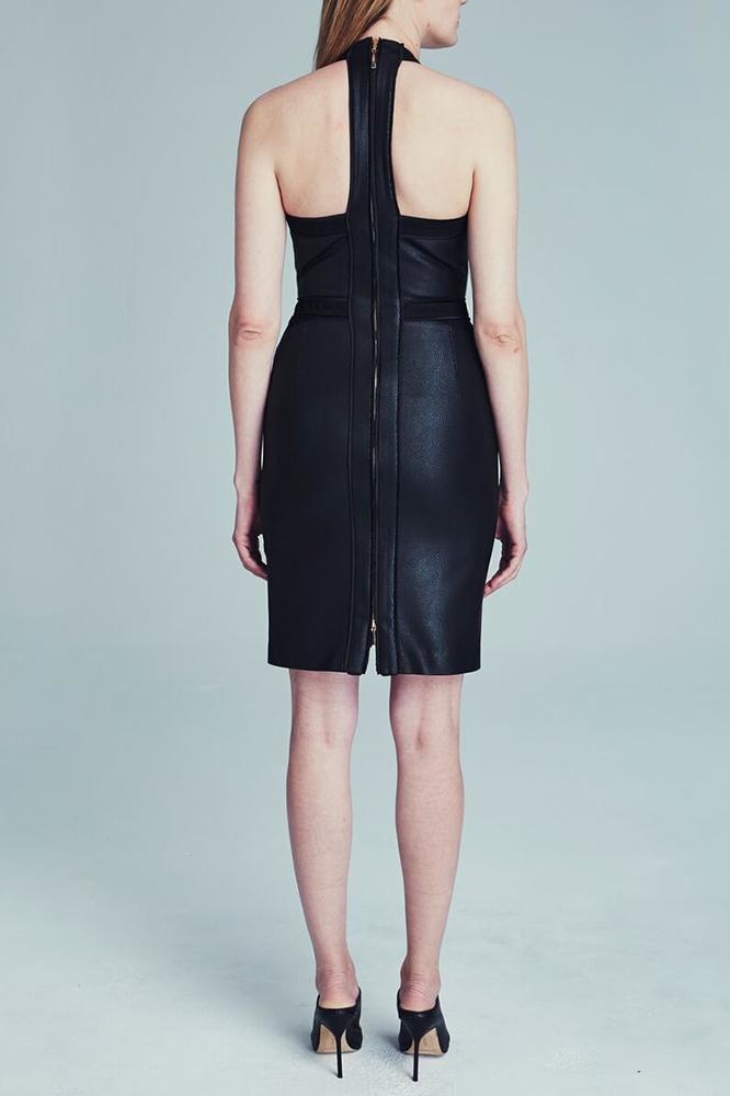 Leather Textured Halter Dress - Clothing