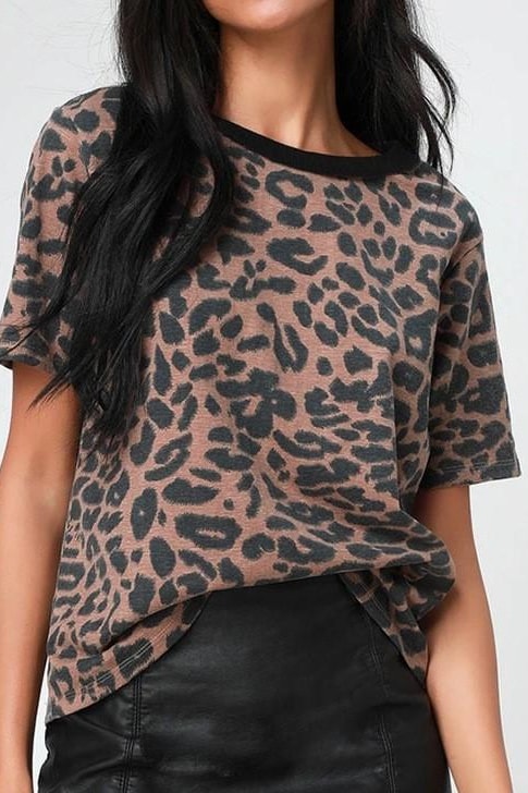Leida Leopard Top - S / Brown - Clothing