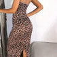 Lena Leopard Backless Midi Dress - Clothing