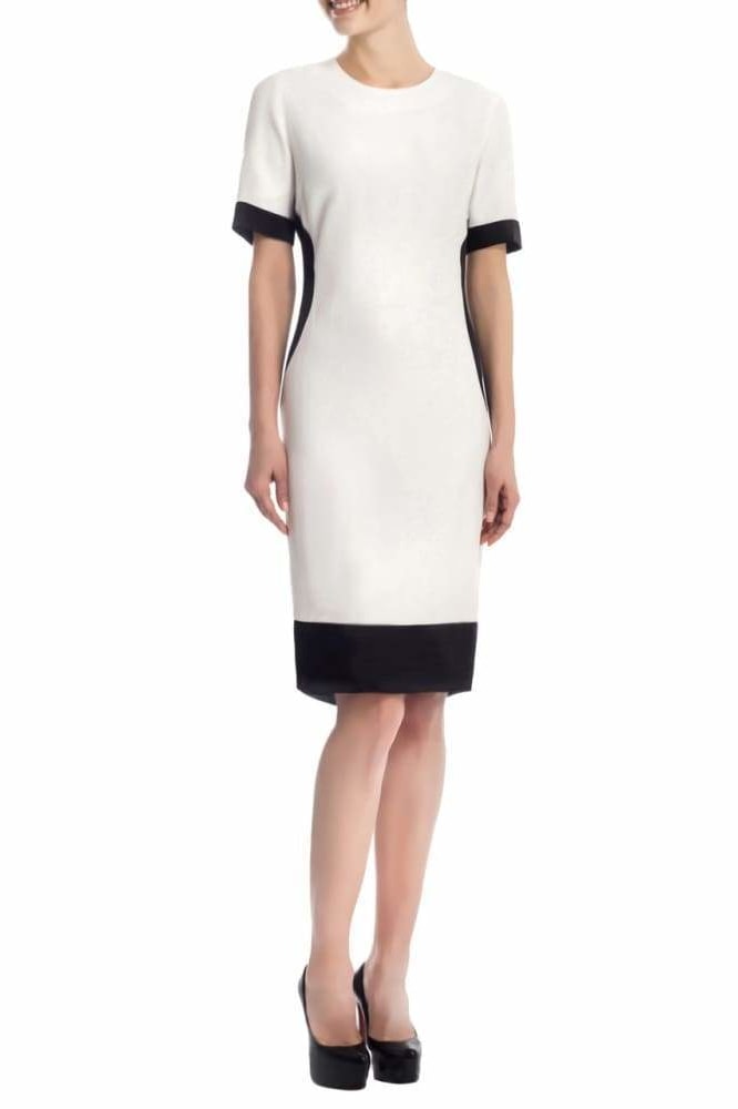 Light Weight Wool Shift Dress (White) - Clothing
