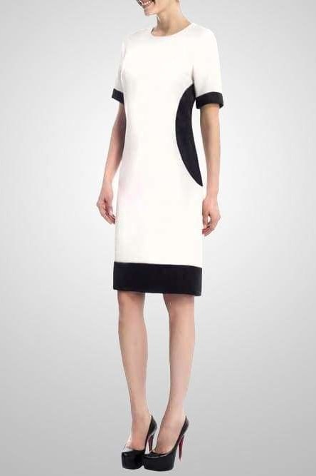 Light Weight Wool Shift Dress (White) - X-Small - Clothing
