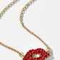 Lips Are Sealed Rhinestone Necklace - Jewelry
