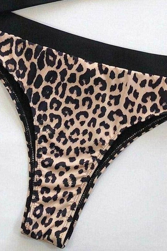 Lydia Leopard Bikini Set - Black / L - Swimwear
