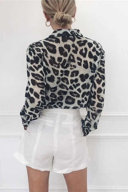 Lyra Leopard Button Down Blouse - Tops