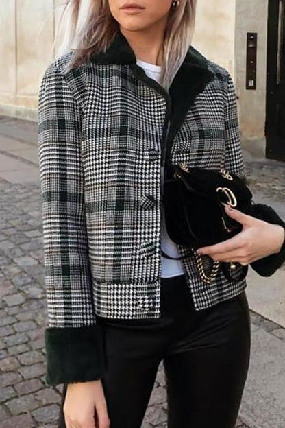 Maggie Plaid Faux Fur Coat - Black / S - Clothing