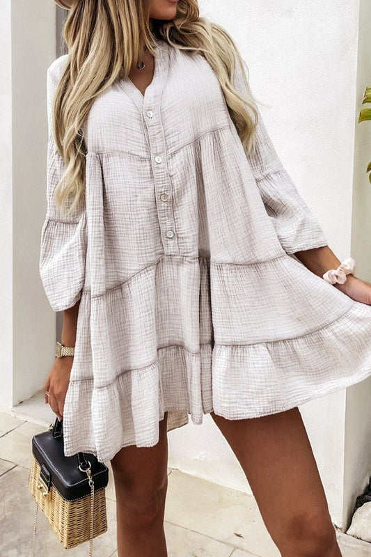 Maisie Ruffle Dress - S / Apricot - Clothing