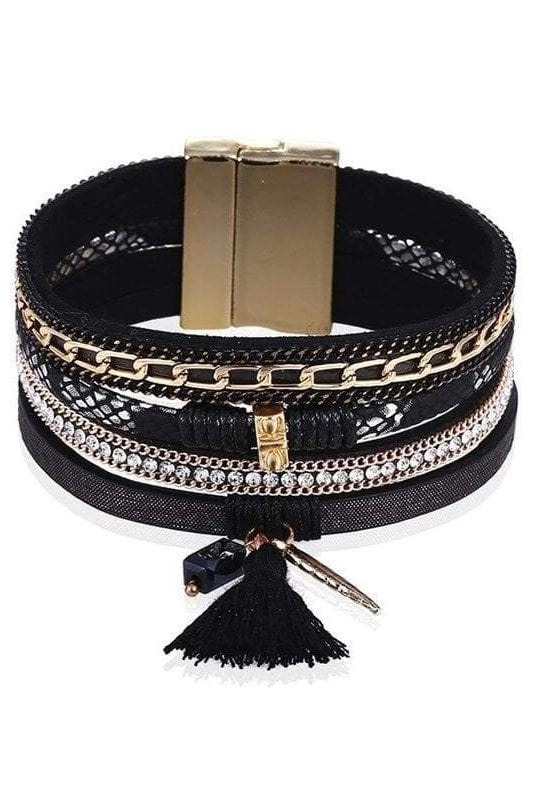 Maura Feather Charm Bracelet - Black