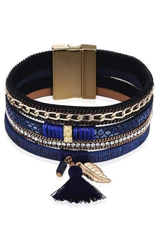Maura Feather Charm Bracelet - Blue