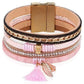 Maura Feather Charm Bracelet - Pink