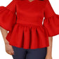 Maureen Flared Sleeve Blouse - S / Red - Tops