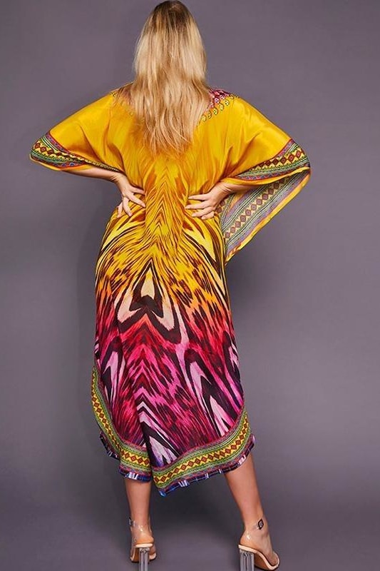 Mauve Multi Color Vibrant Beach Dress - Clothing