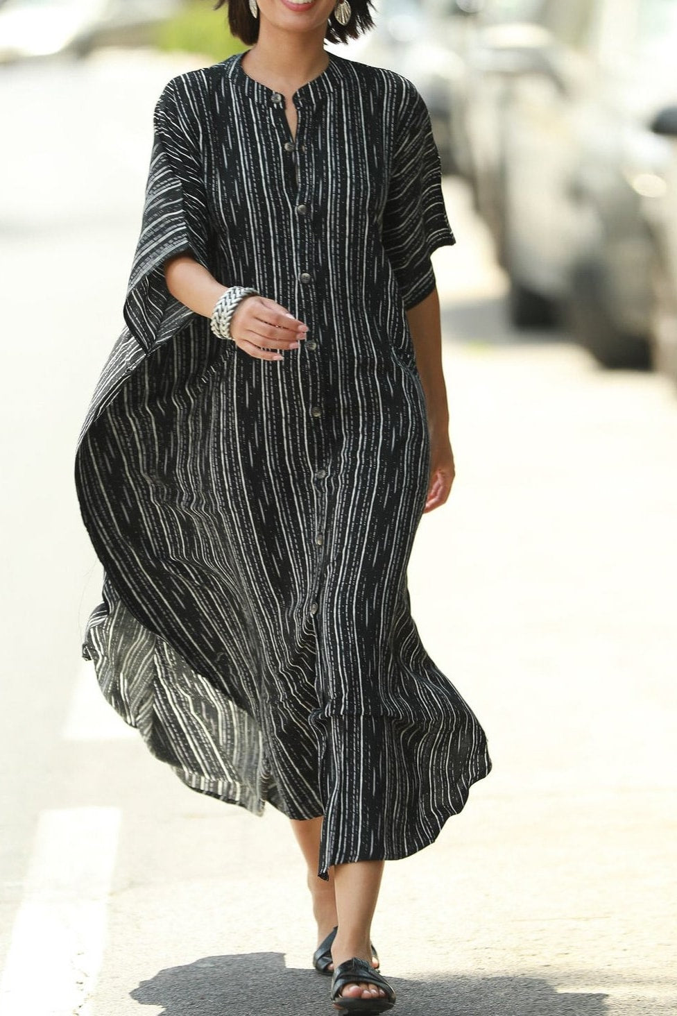 Megan Oversized Tunic Dress - Black Stripe / One Size - Clothing