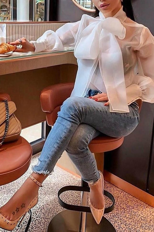 Melinda Puff Sleeve Blouse - Tops