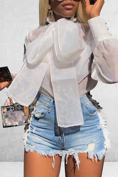 Melinda Puff Sleeve Blouse - S / White - Tops