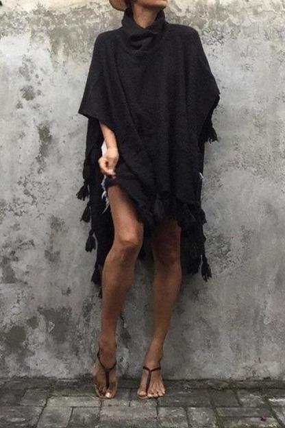 Meredith Fringe Cover Up - One Size / Black - Cover-Ups