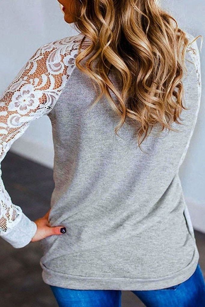 Mia Lace Sweatshirt - Clothing