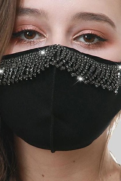Mini Crystal Mask - Black Fringe - Accessories
