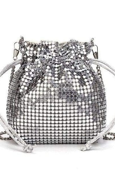 Mini Silver Lamé Pouch - silver / L14cmH15cmW8cm - Handbags