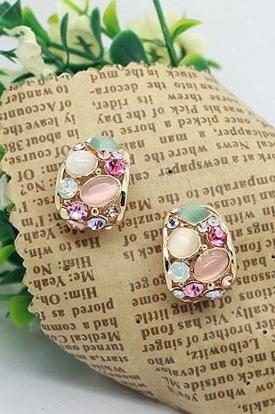 Mini Stone Earrings - Multi-color - Jewelry