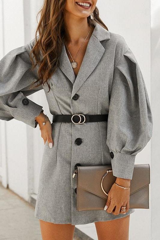 Off The Clock Blazer Dress - Grey / S - Clothing