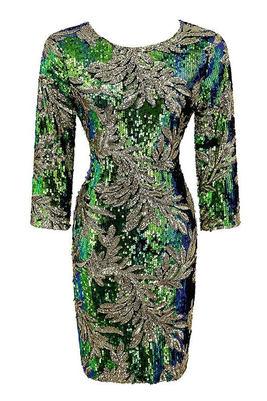 Olympia Sequin Dress (Green) - Clothing