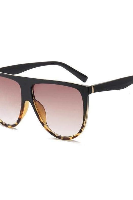 Oversized Flat-Top Sunglasses - Black/Tortoise