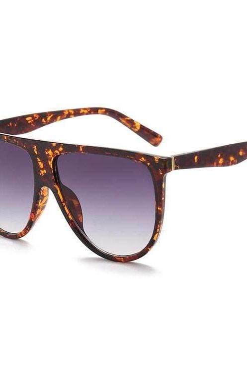 Oversized Flat-Top Sunglasses - Tortoise