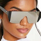 Oversized Mirror Goggle Shades - Sunglasses