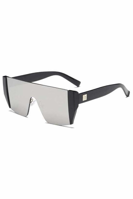 Oversized Mirror Goggle Shades - Silver - Sunglasses