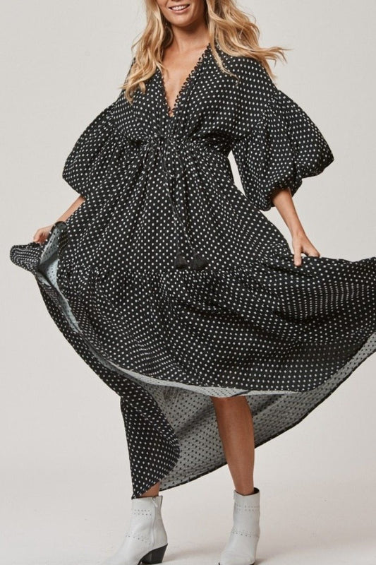 Pamela Polka Dot Boho Beach Dress - Clothing