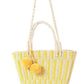 Paulie Pom Pom Straw Bag (Yellow) - Handbags