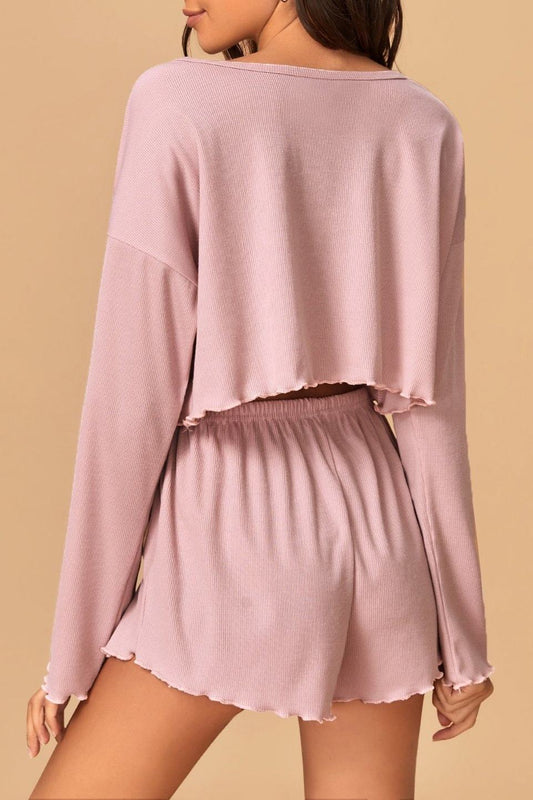 Reese Lettuce Trim Pajama Set - Loungewear