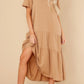 Renee Ruffle Midi T-Shirt Dress - S / Camel - Clothing