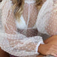 Rosalie Sheer Polka Dot Top - White / S - Clothing