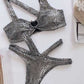 Shantel Snakeskin Bikini Set - Silver / L - Swimwear