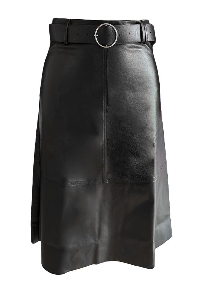 Sheila Pleather Midi Skirt - Clothing