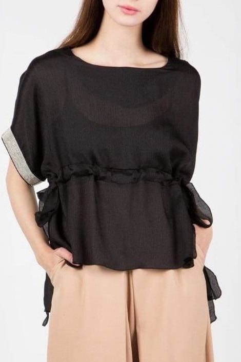 Stella Sparkle Sleeve Blouse - S / Black - Clothing