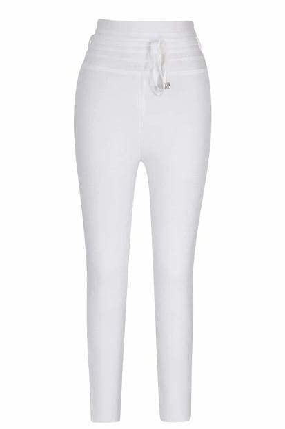 Stephanie High Waist Pants - White / L - Clothing