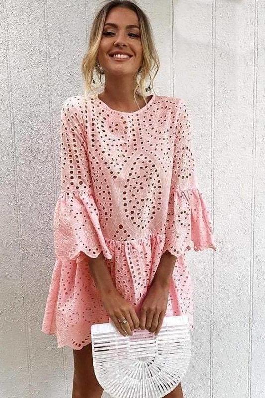 Summer Breeze Mini Dress - Pink / S - Clothing