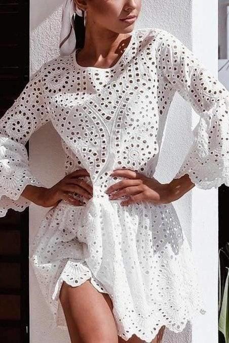 Summer Breeze Mini Dress - White / S - Clothing