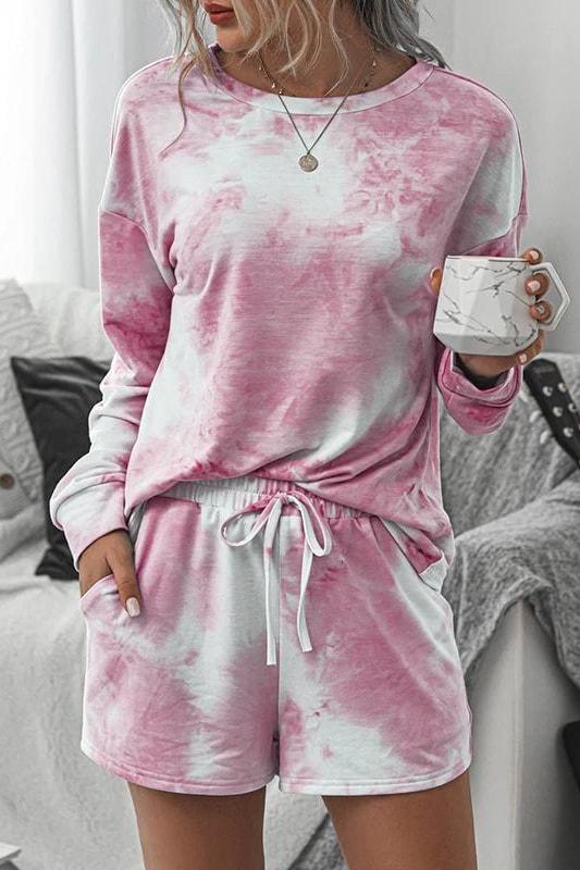 Tamara Tie Dye Two Piece Shorts Set - Pink / L - Clothing