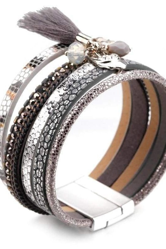 Tassel Stack Pleather Bracelet - Jewelry