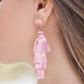 Tiered Long Tassel Earrings - Pink - Jewelry