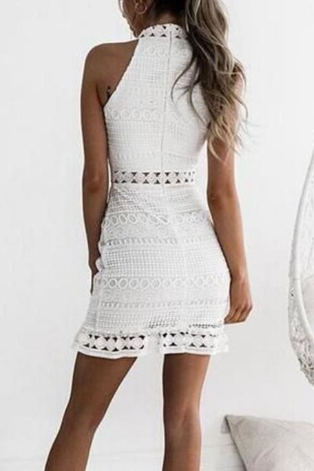 White Party Halter Dress - Clothing